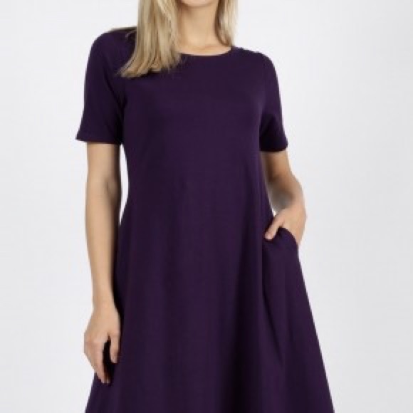 Zenana Outfitters Dresses & Skirts - Women’s purple short sleeve pocket dress Zenana Outfitters Dresses & Skirts - Women’s purple short sleeve pocket dress